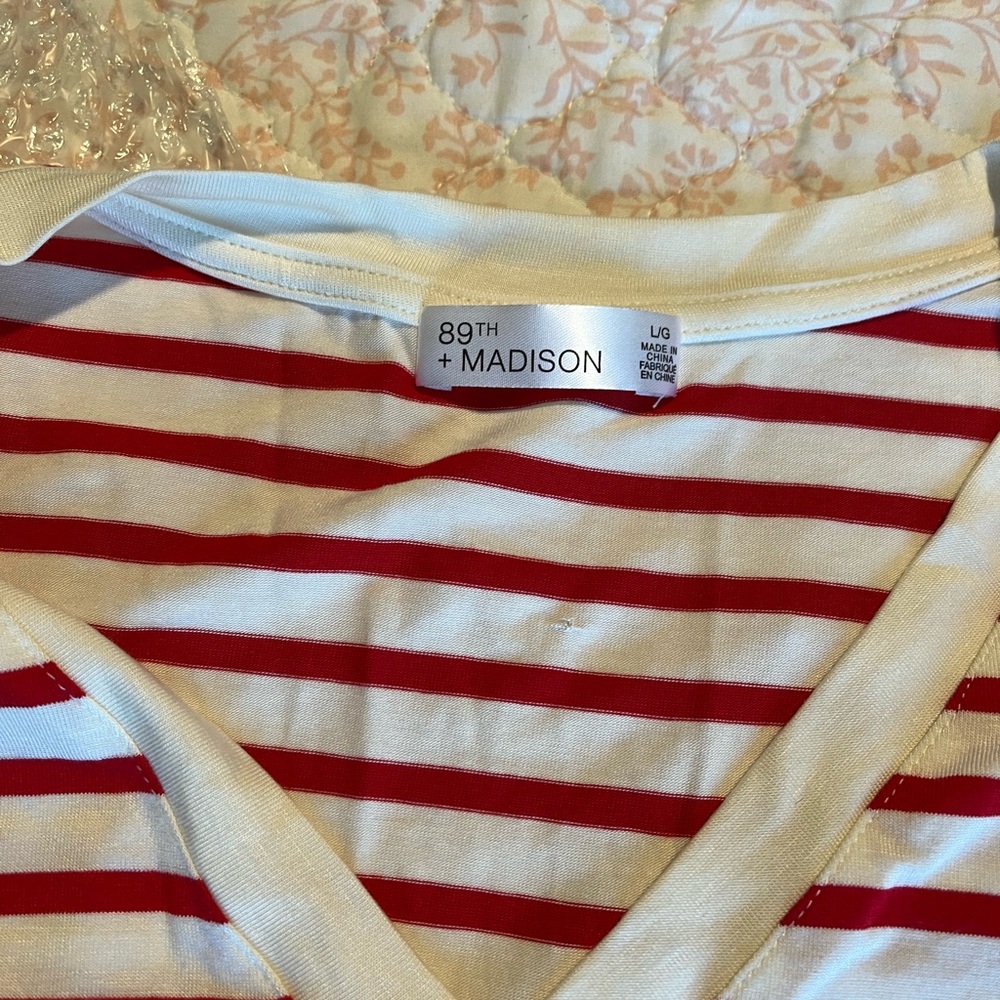 89th & Madison Red and White Striped Tee